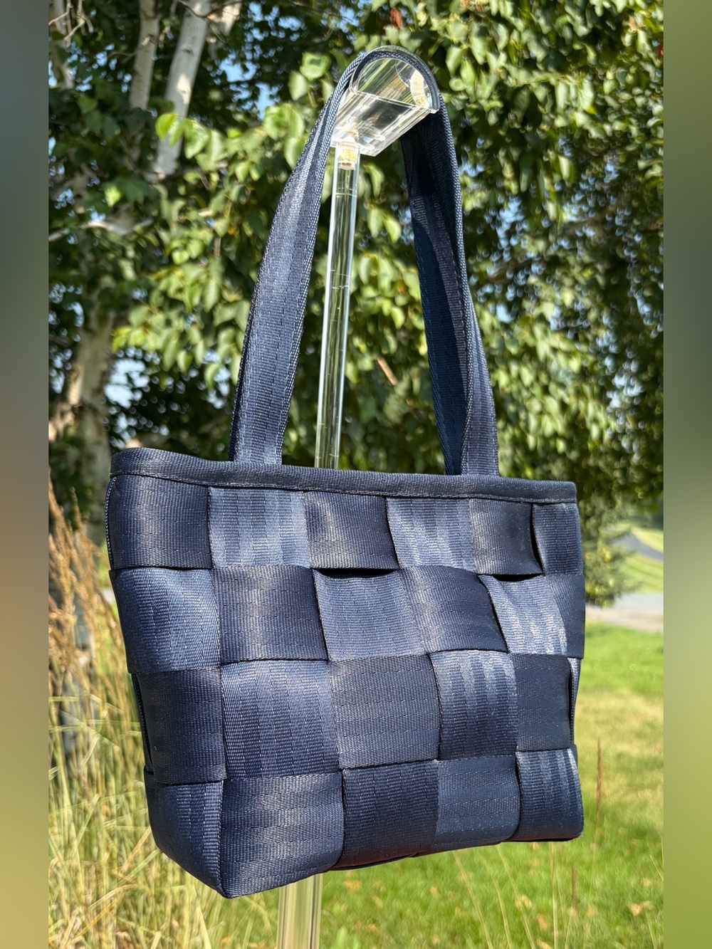 Vintage Harvey’s “The Original Detroit” Seatbelt Bag Small Tote Navy - Picture 14 of 15